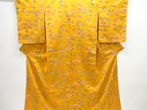 未使用品　松楓・蓑亀模様織り出しお召着物